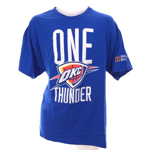Vtg NBA OKC ONE THUNDER Playoff XL Shirt Short Sleeve Blue #1 - Picture 2 of 7